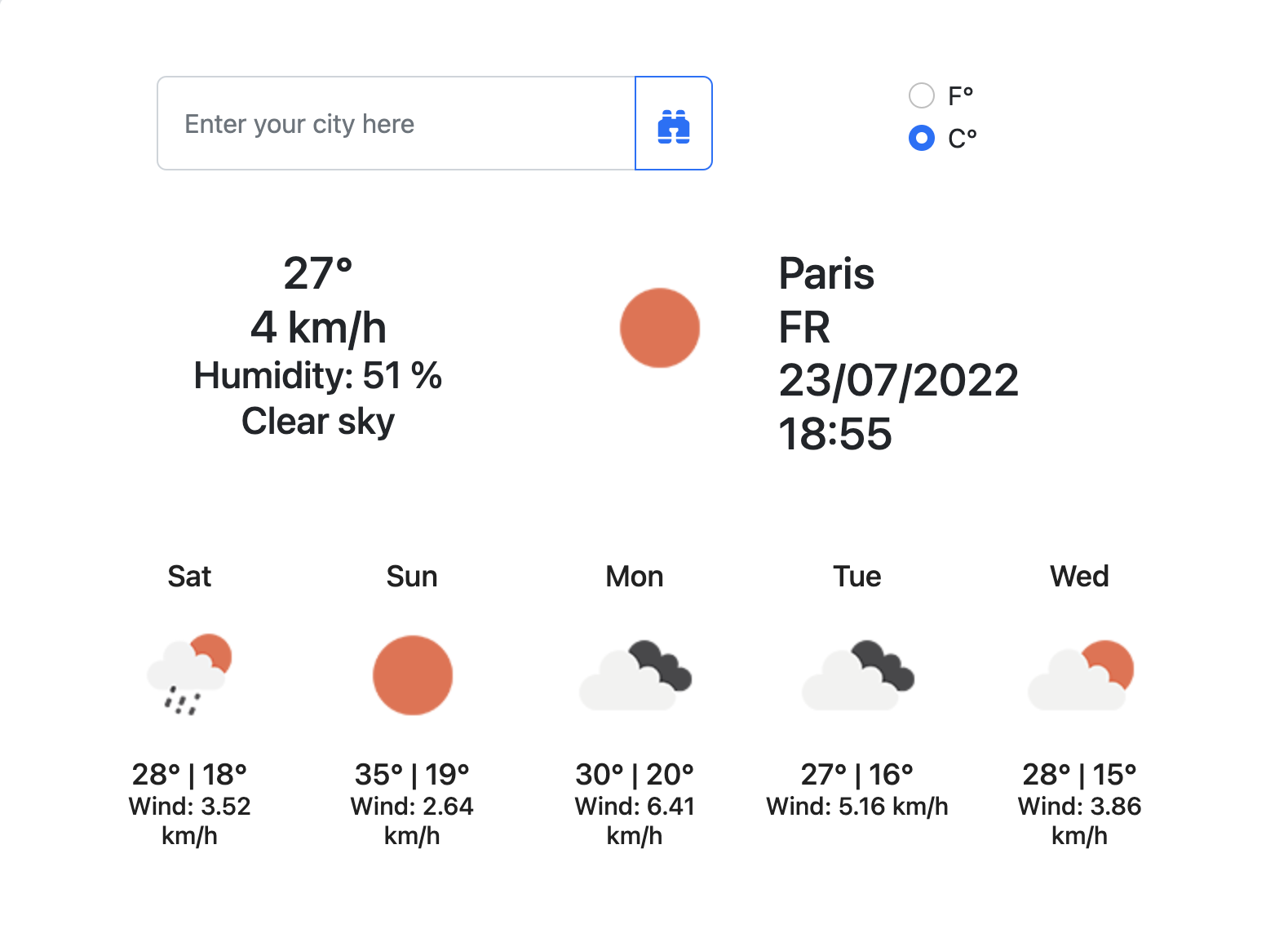 Screenshot of my weather-projects